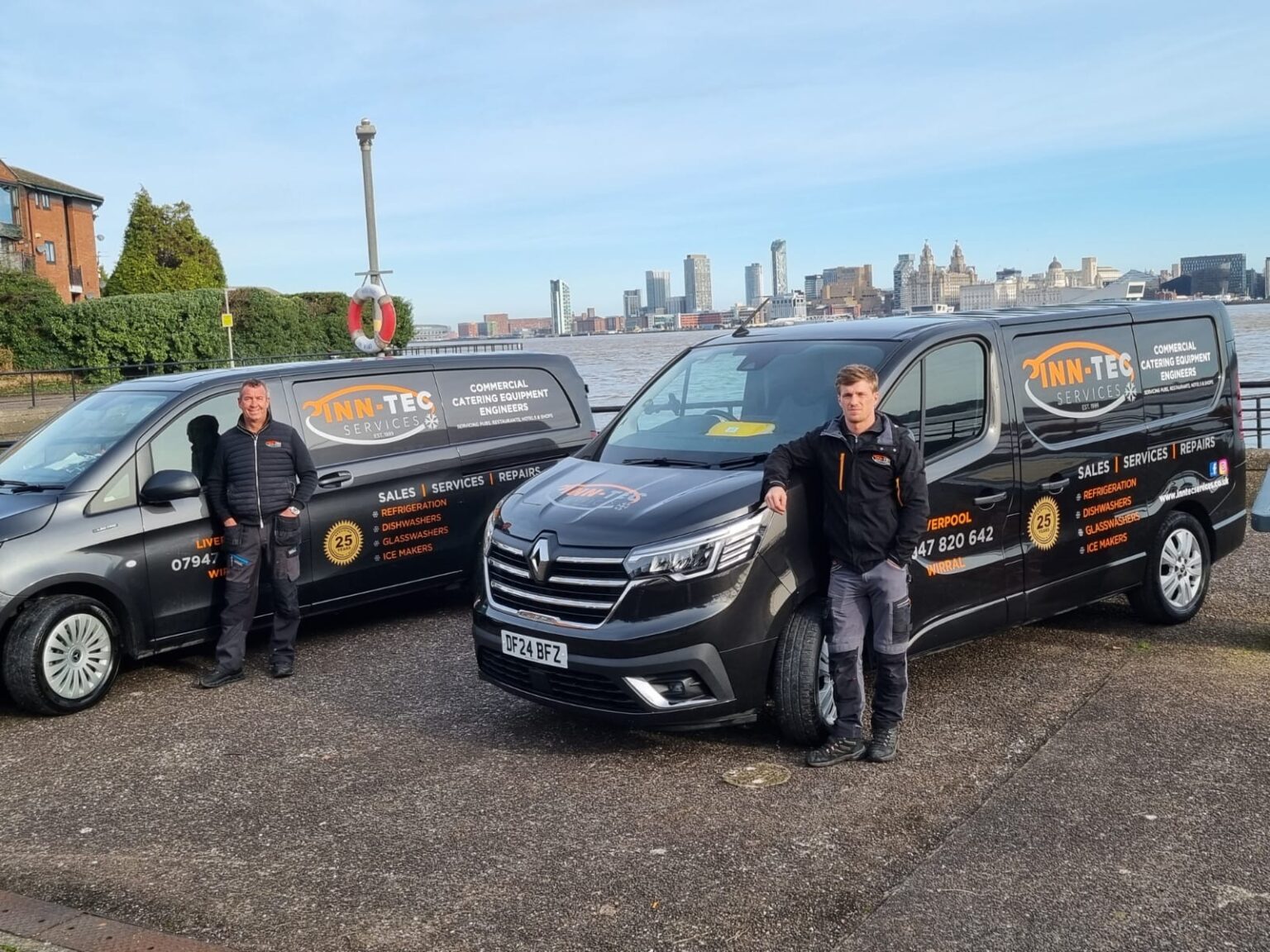 Inn-Tec Services engineers and branded vehicles in Liverpool